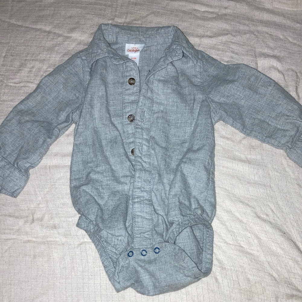Cat and Jack long sleeve button up onesie